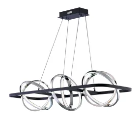 Gyro II 3-Light LED Linear Pendant in Black & Polished Chrome