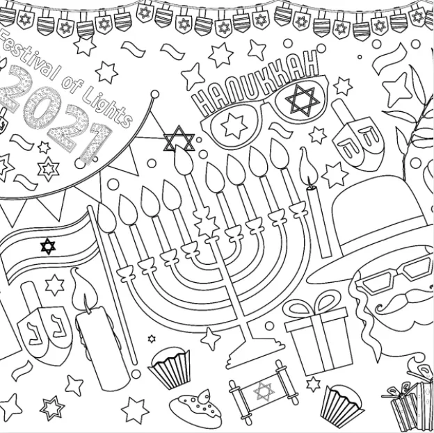 Hanukkah Coloring Tablecloth by Creative Crayons Workshop