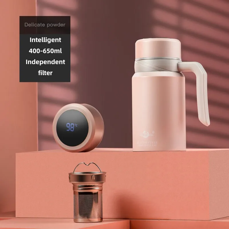Insulated Stainless Steel Coffee Mug With Tea Infuser and Touch Temperature Display