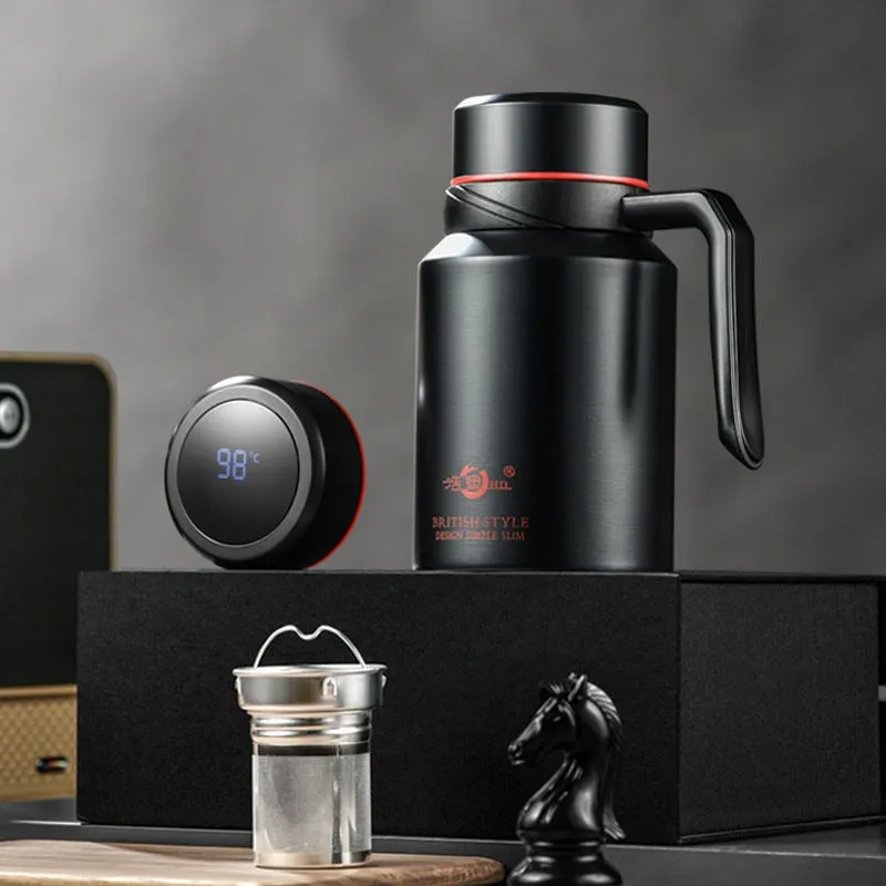 Insulated Stainless Steel Coffee Mug With Tea Infuser and Touch Temperature Display