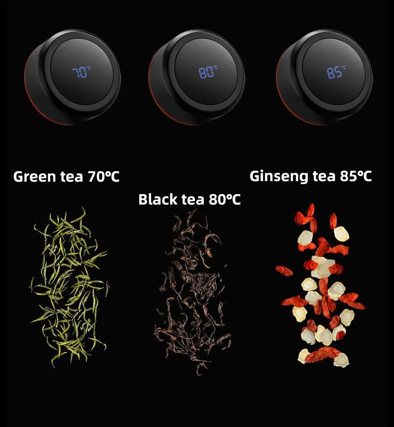Insulated Stainless Steel Coffee Mug With Tea Infuser and Touch Temperature Display