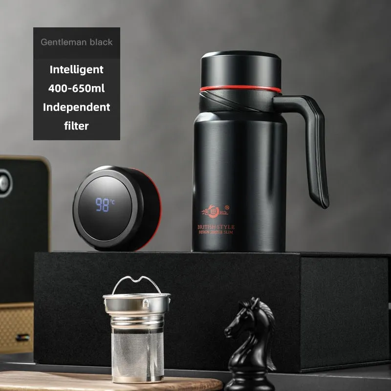 Insulated Stainless Steel Coffee Mug With Tea Infuser and Touch Temperature Display