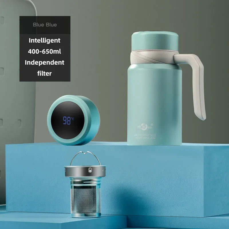 Insulated Stainless Steel Coffee Mug With Tea Infuser and Touch Temperature Display