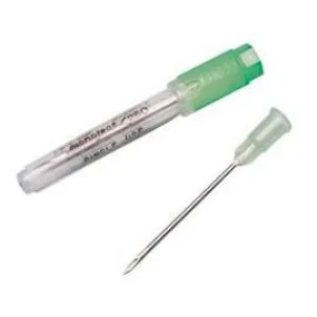 Kendall Healthcare Monoject Rigid Pack Short Bevel Hypodermic Needle with Polypropylene Hub 18G x 1" L, Green, with Epoxy Insert, Tribeveled, Ultra-sharp, Sterile, Single-use - Box of 100