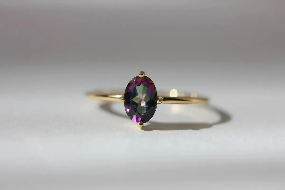 Little Gold Ava Ring (Mystic Topaz)