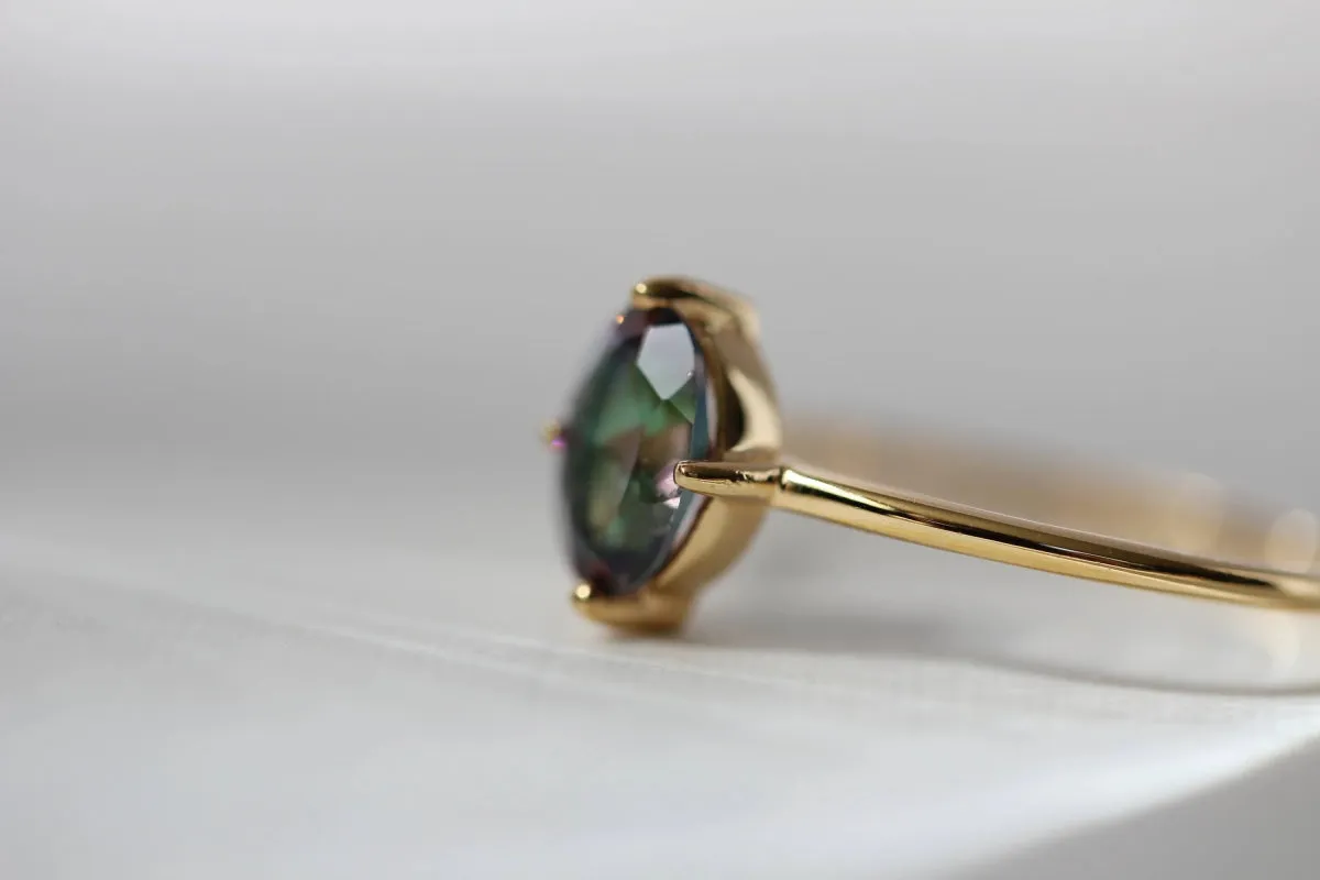 Little Gold Ava Ring (Mystic Topaz)