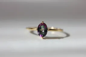 Little Gold Ava Ring (Mystic Topaz)