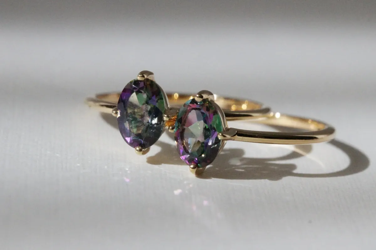 Little Gold Ava Ring (Mystic Topaz)