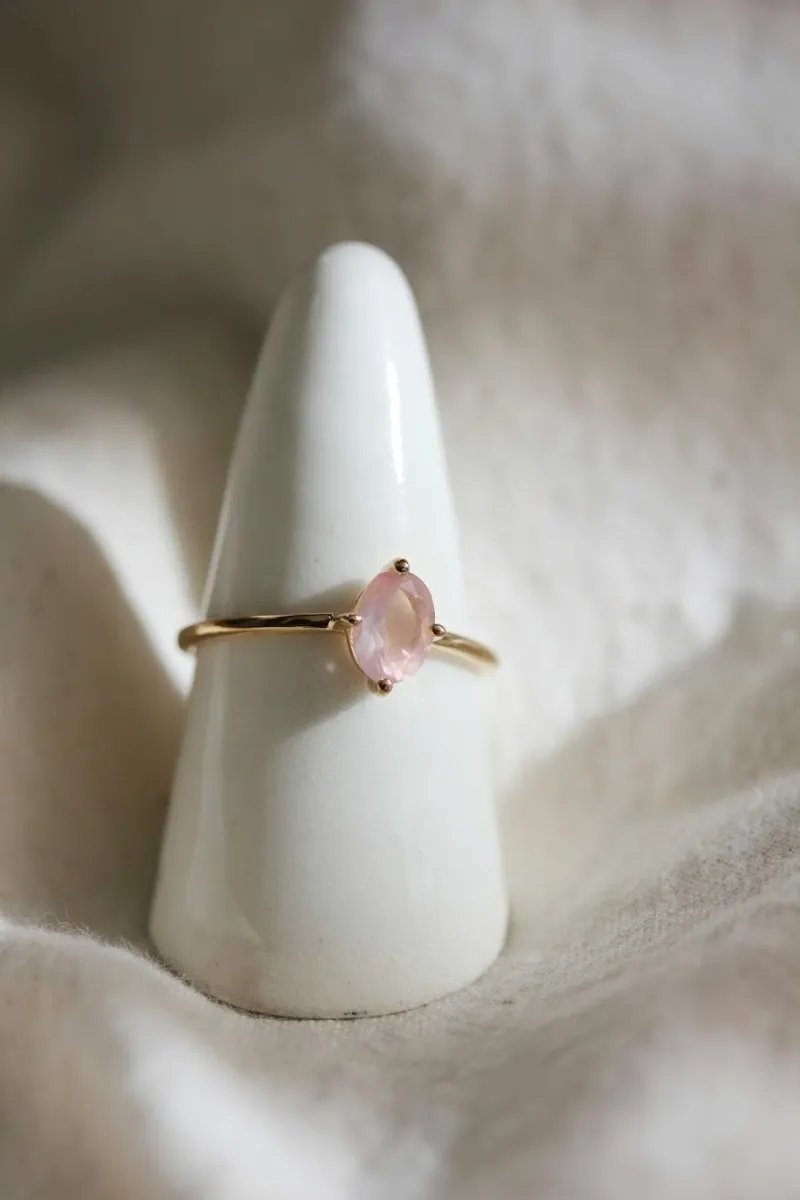 Little Gold Ava Ring (Rose Quartz)