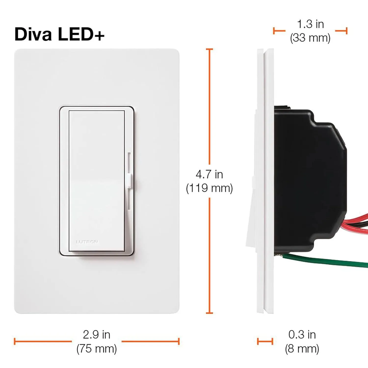 Lutron Diva LED  Dimmer Switch for Dimmable LED, Halogen and Incandescent Bulbs, 150W/Single-Pole or 3-Way, DVCL-153P-WH, White