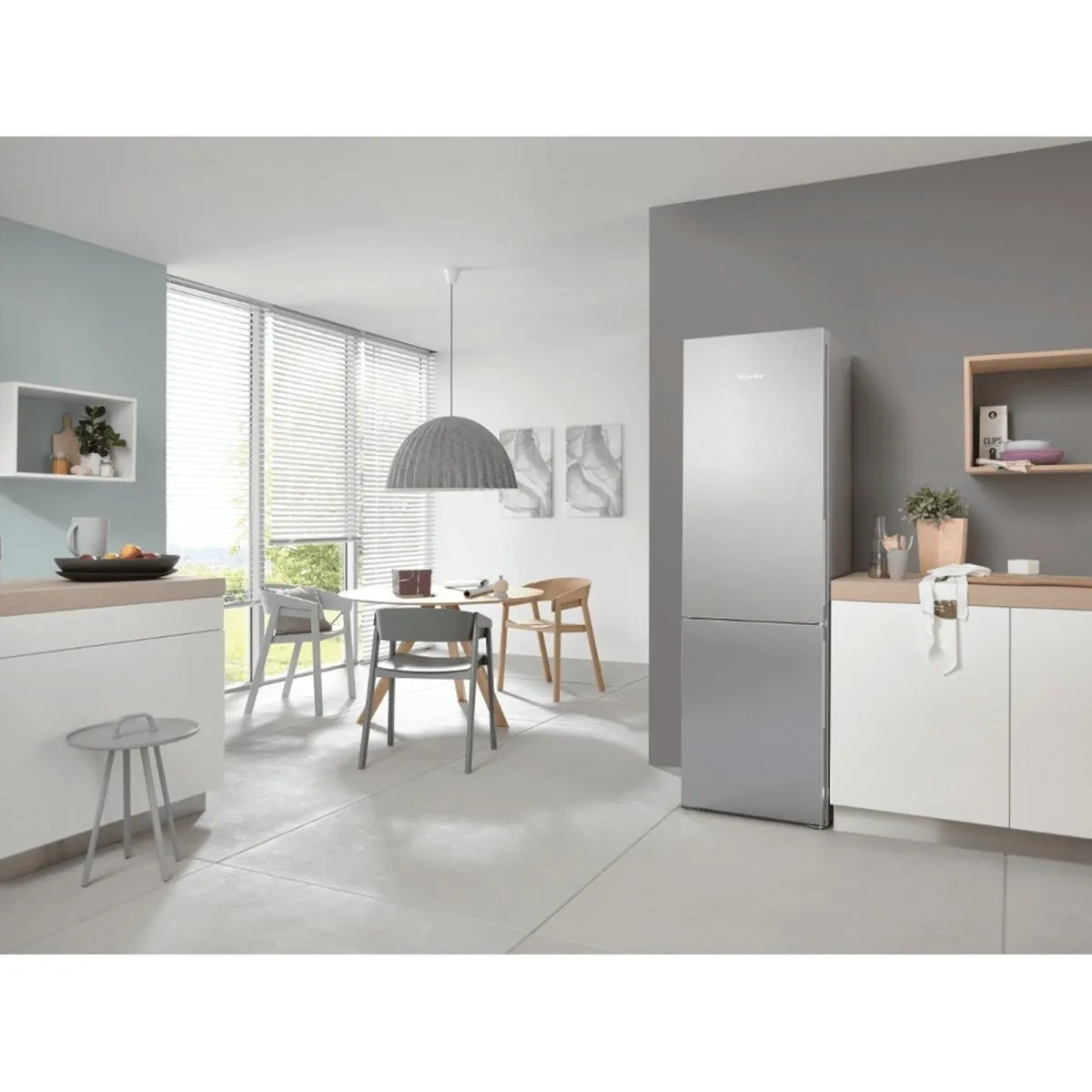 Miele KFN28132D 70-30 Frost Free Fridge Freezer - Clean Steel