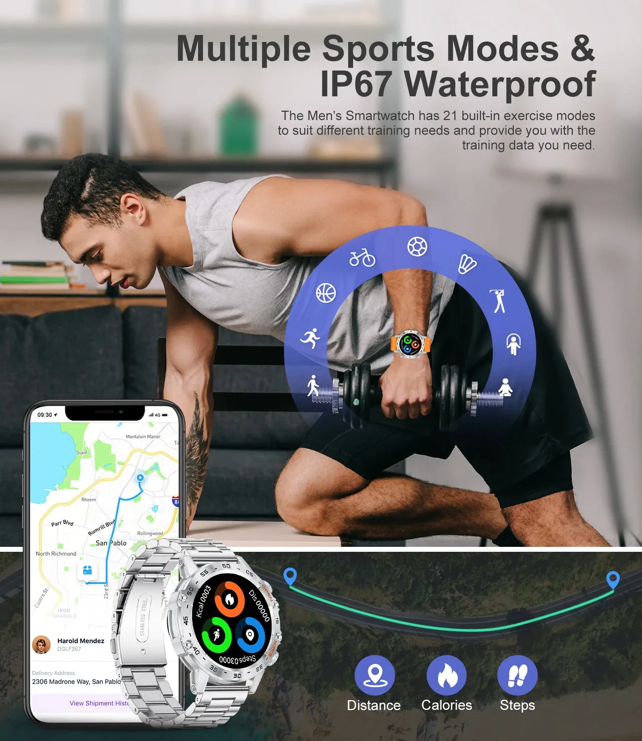 Military-Grade Durability Shockproof & Impact-Resistant Bluetooth Health Monitoring Smartwatch (Android IOS)