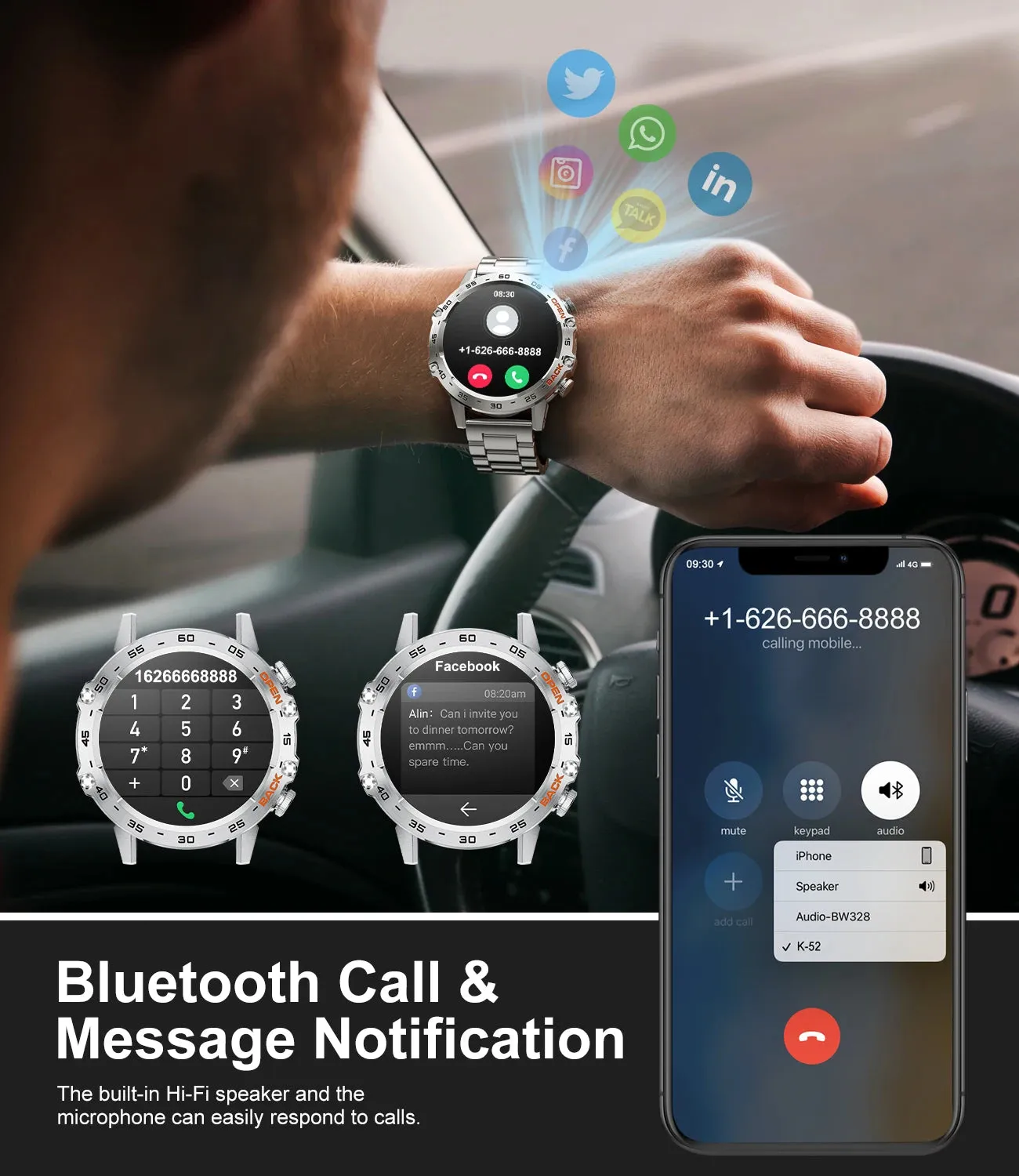 Military-Grade Durability Shockproof & Impact-Resistant Bluetooth Health Monitoring Smartwatch (Android IOS)