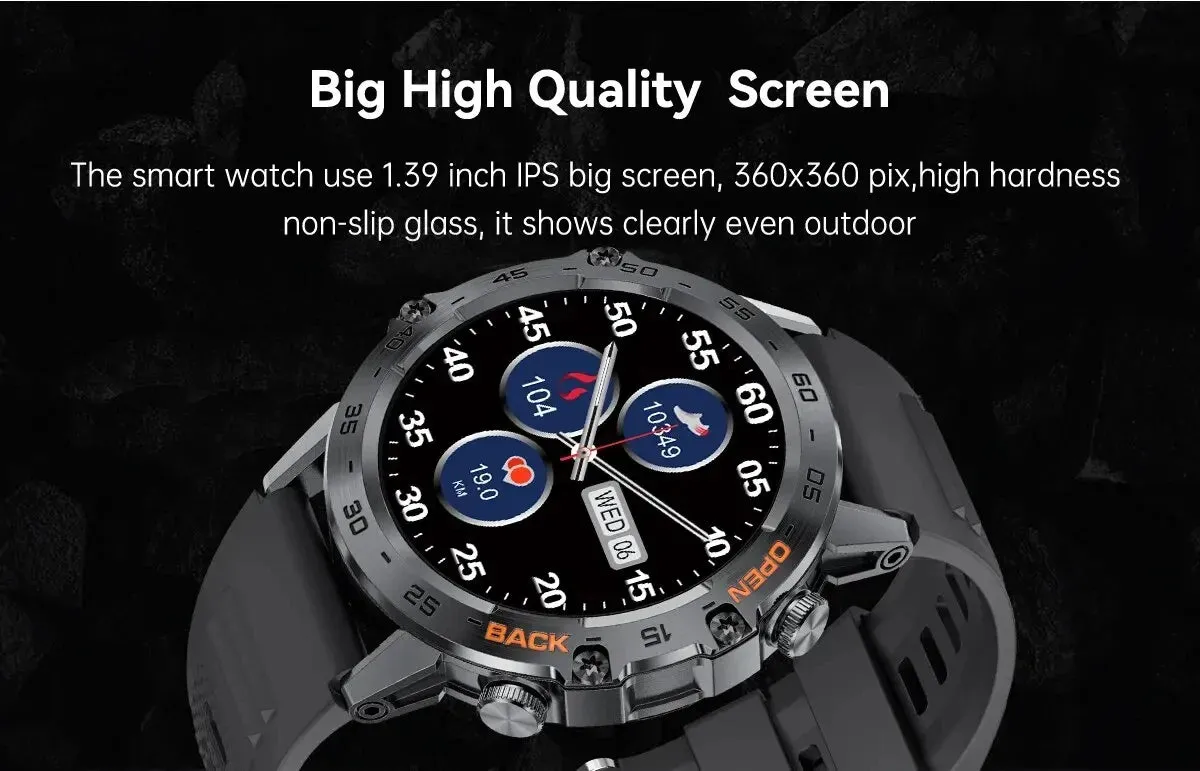 Military-Grade Durability Shockproof & Impact-Resistant Bluetooth Health Monitoring Smartwatch (Android IOS)