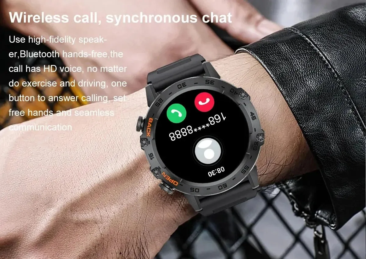 Military-Grade Durability Shockproof & Impact-Resistant Bluetooth Health Monitoring Smartwatch (Android IOS)