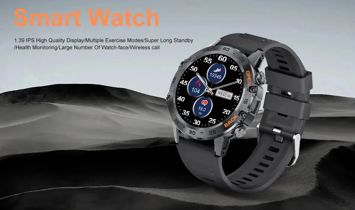 Military-Grade Durability Shockproof & Impact-Resistant Bluetooth Health Monitoring Smartwatch (Android IOS)