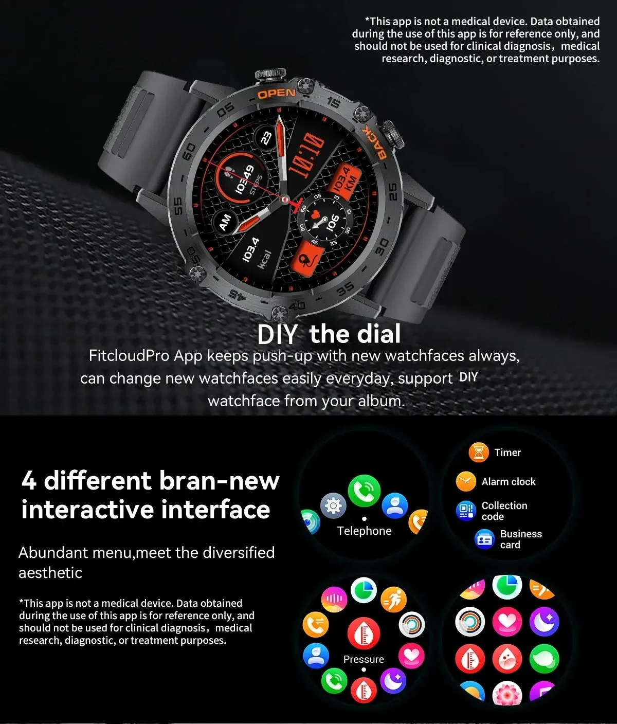 Military-Grade Durability Shockproof & Impact-Resistant Bluetooth Health Monitoring Smartwatch (Android IOS)