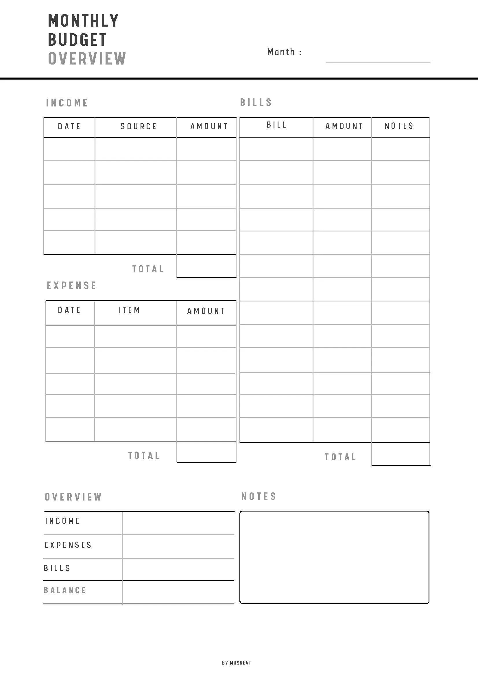 Monthly Budget Overview - M038