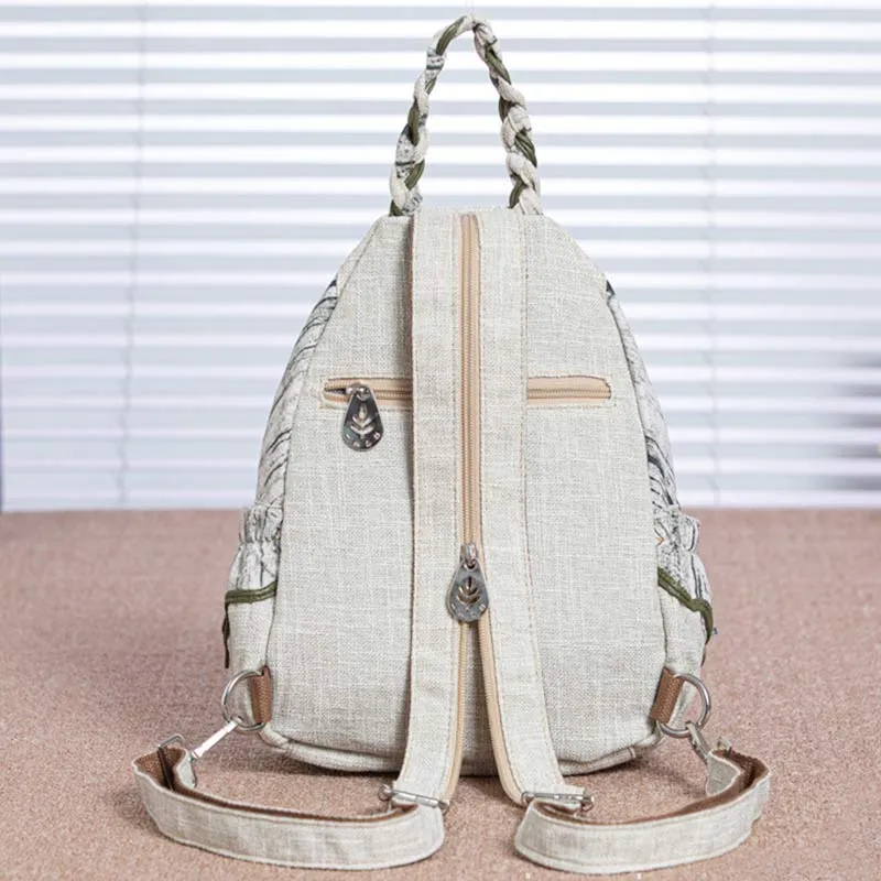 Multifunctional Large Capacity National Floral Printing Backpack
