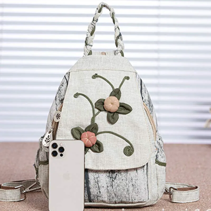 Multifunctional Large Capacity National Floral Printing Backpack