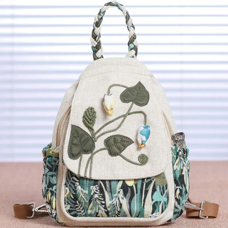 Multifunctional Large Capacity National Floral Printing Backpack
