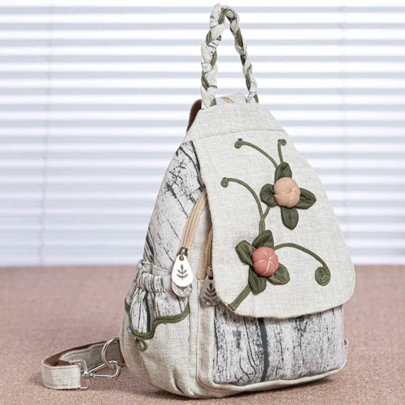 Multifunctional Large Capacity National Floral Printing Backpack