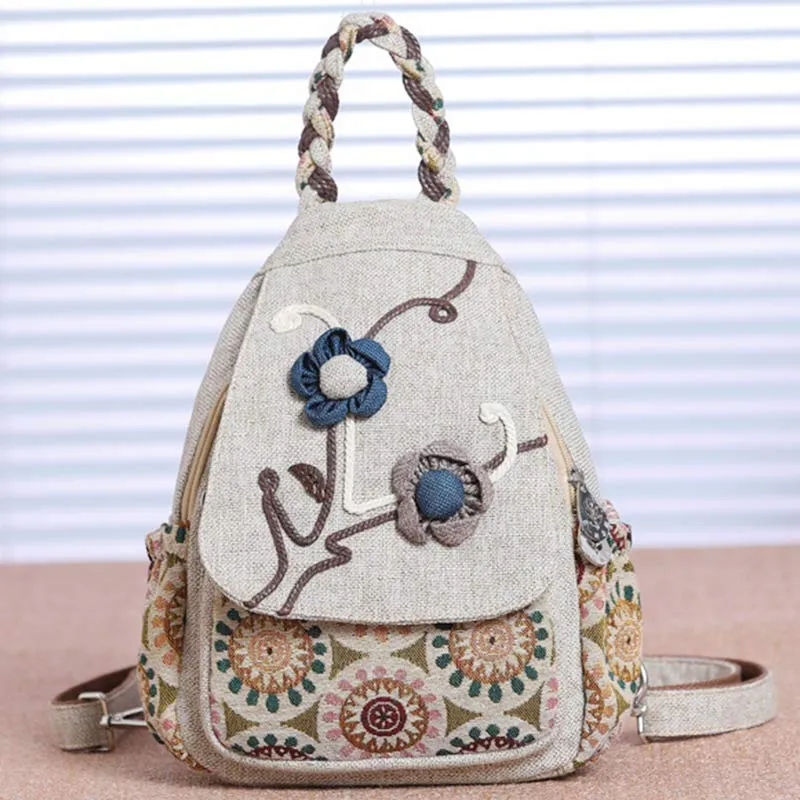 Multifunctional Large Capacity National Floral Printing Backpack