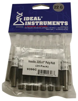 Neogen 9396 Poly Hub Disposable Needle, 22 gaugex1", 25-Pack