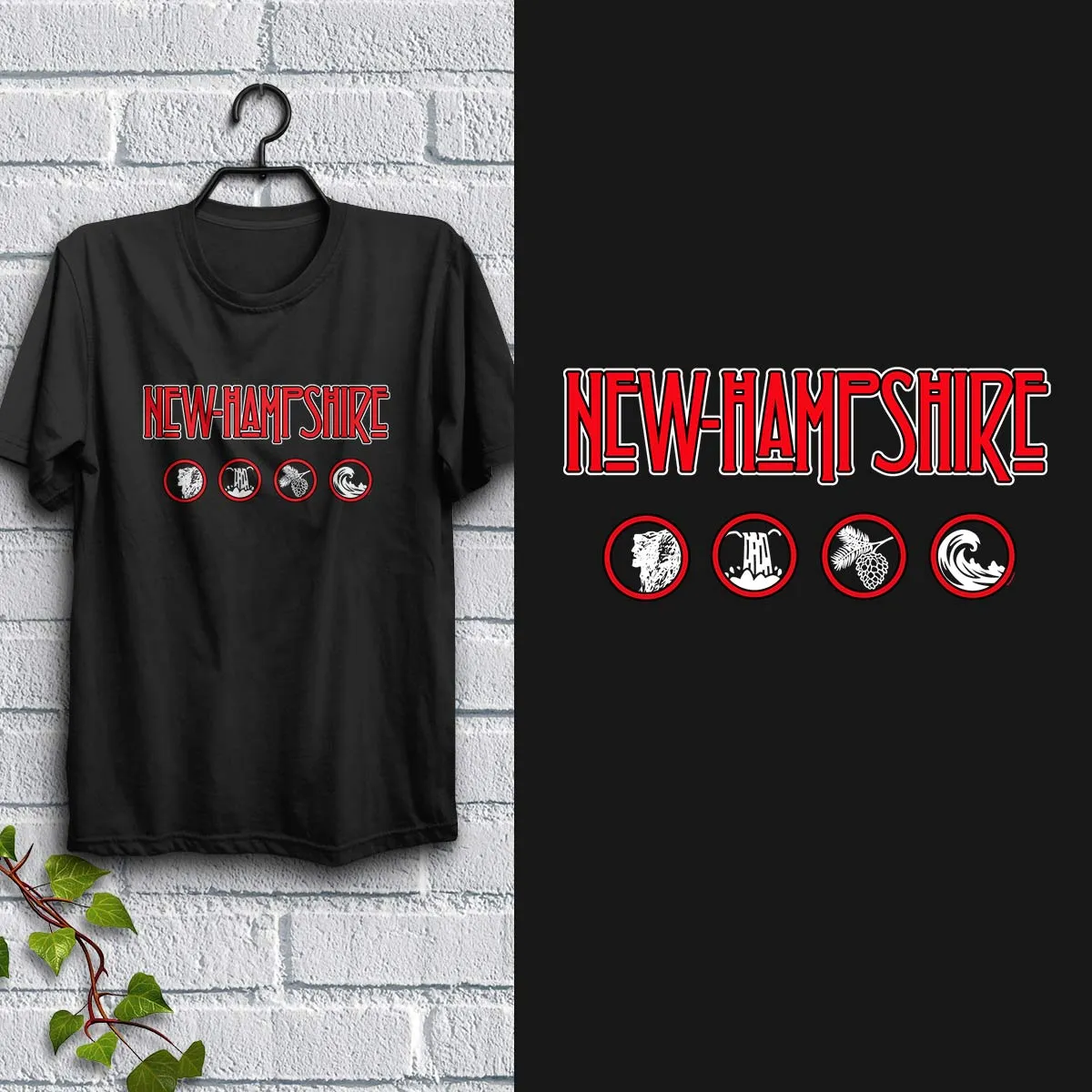 New Hampshire Zeppelin Style Black T-Shirt, 100% Cotton, S-XXL, Unisex Vacationland Unique Tshirts