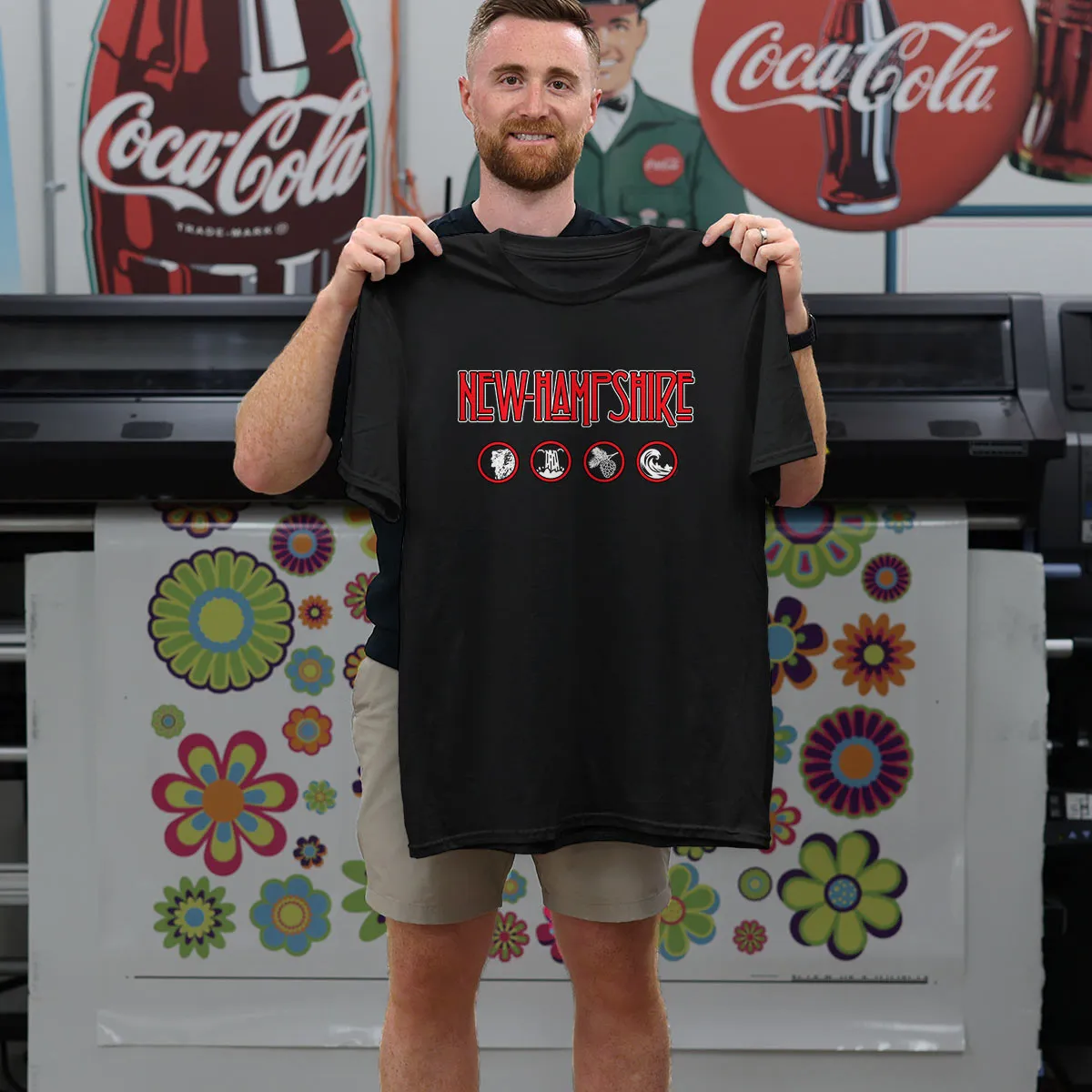 New Hampshire Zeppelin Style Black T-Shirt, 100% Cotton, S-XXL, Unisex Vacationland Unique Tshirts