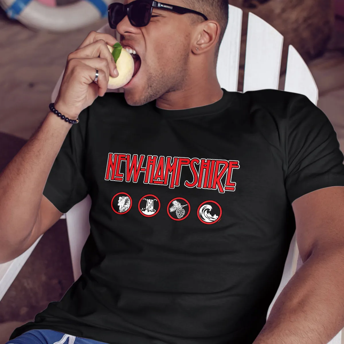 New Hampshire Zeppelin Style Black T-Shirt, 100% Cotton, S-XXL, Unisex Vacationland Unique Tshirts
