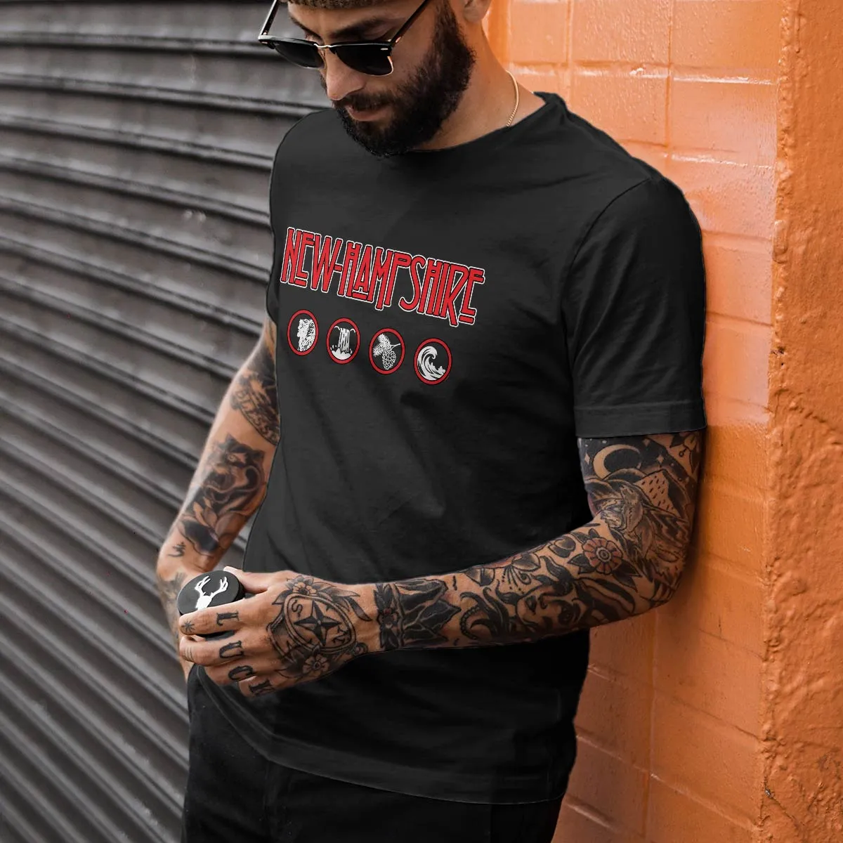 New Hampshire Zeppelin Style Black T-Shirt, 100% Cotton, S-XXL, Unisex Vacationland Unique Tshirts
