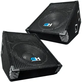 Pair of 12 Inch Passive Wedge Monitors - Floor or Stage 350 Watts RMS each - PA/DJ Stage, Studio, Live Sound Monitors