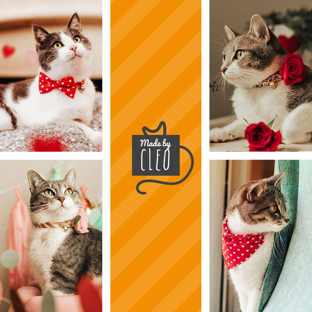 Pet Bow Tie - "Antique Rose" - Red Mini Roses Bowtie for Cats   Small Dogs / Valentine's Day / One Size