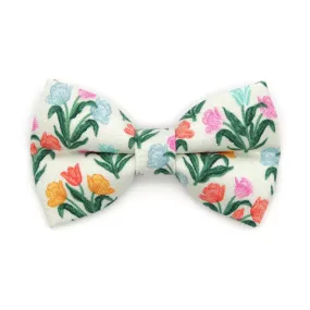 Pet Bow Tie - "Tulip Fields - Cream" - Rifle Paper Co® Floral Bow Tie / Spring, Easter, Mother's Day / For Cats   Small Dogs (One Size)