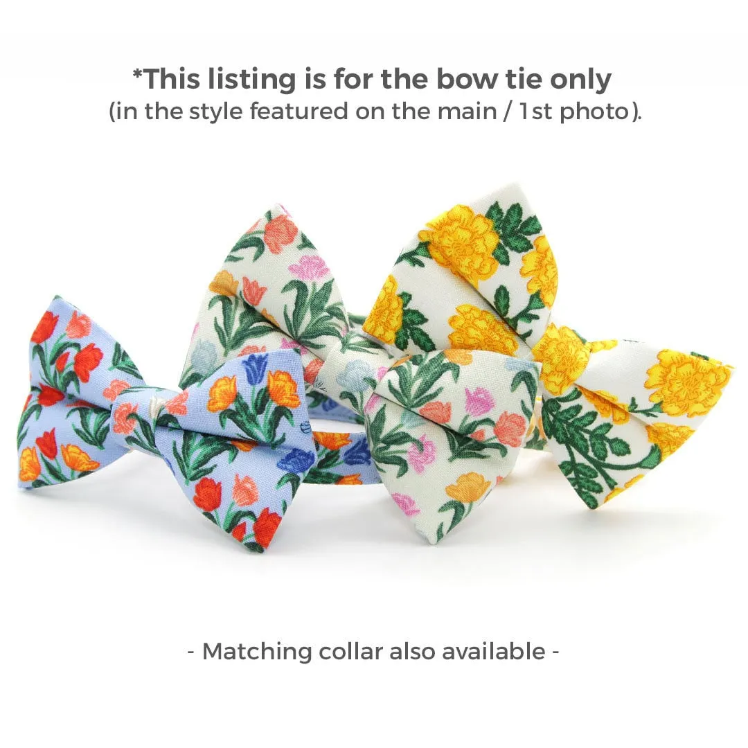 Pet Bow Tie - "Tulip Fields - Cream" - Rifle Paper Co® Floral Bow Tie / Spring, Easter, Mother's Day / For Cats   Small Dogs (One Size)
