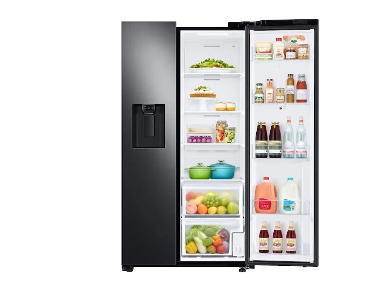 Samsung RS22T5561SG 22 cu. ft. Counter Depth Side-by-Side Refrigerator with Touch Screen Family Hub™ in Black Stainless Steel