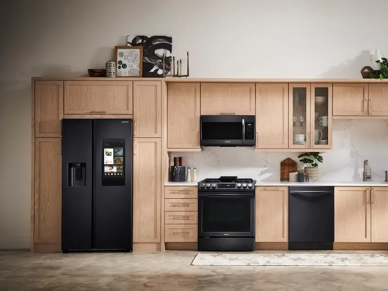 Samsung RS22T5561SG 22 cu. ft. Counter Depth Side-by-Side Refrigerator with Touch Screen Family Hub™ in Black Stainless Steel