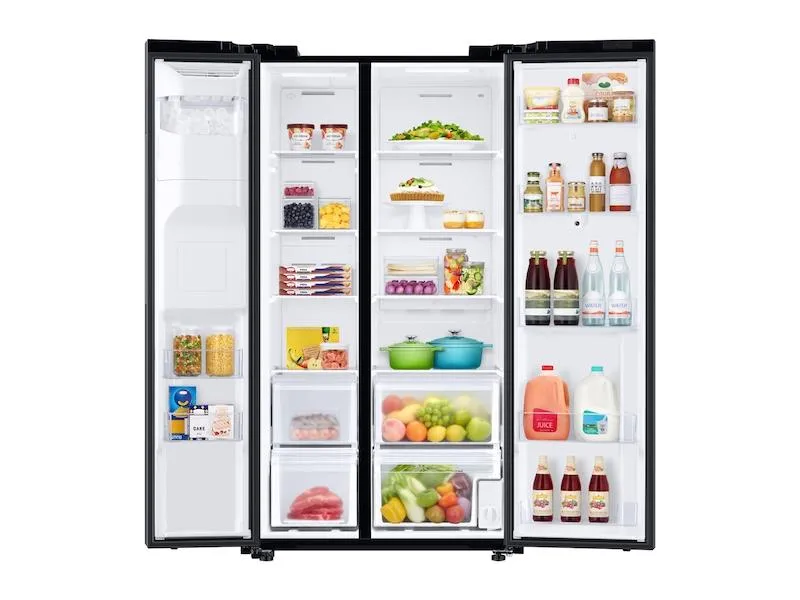 Samsung RS22T5561SG 22 cu. ft. Counter Depth Side-by-Side Refrigerator with Touch Screen Family Hub™ in Black Stainless Steel