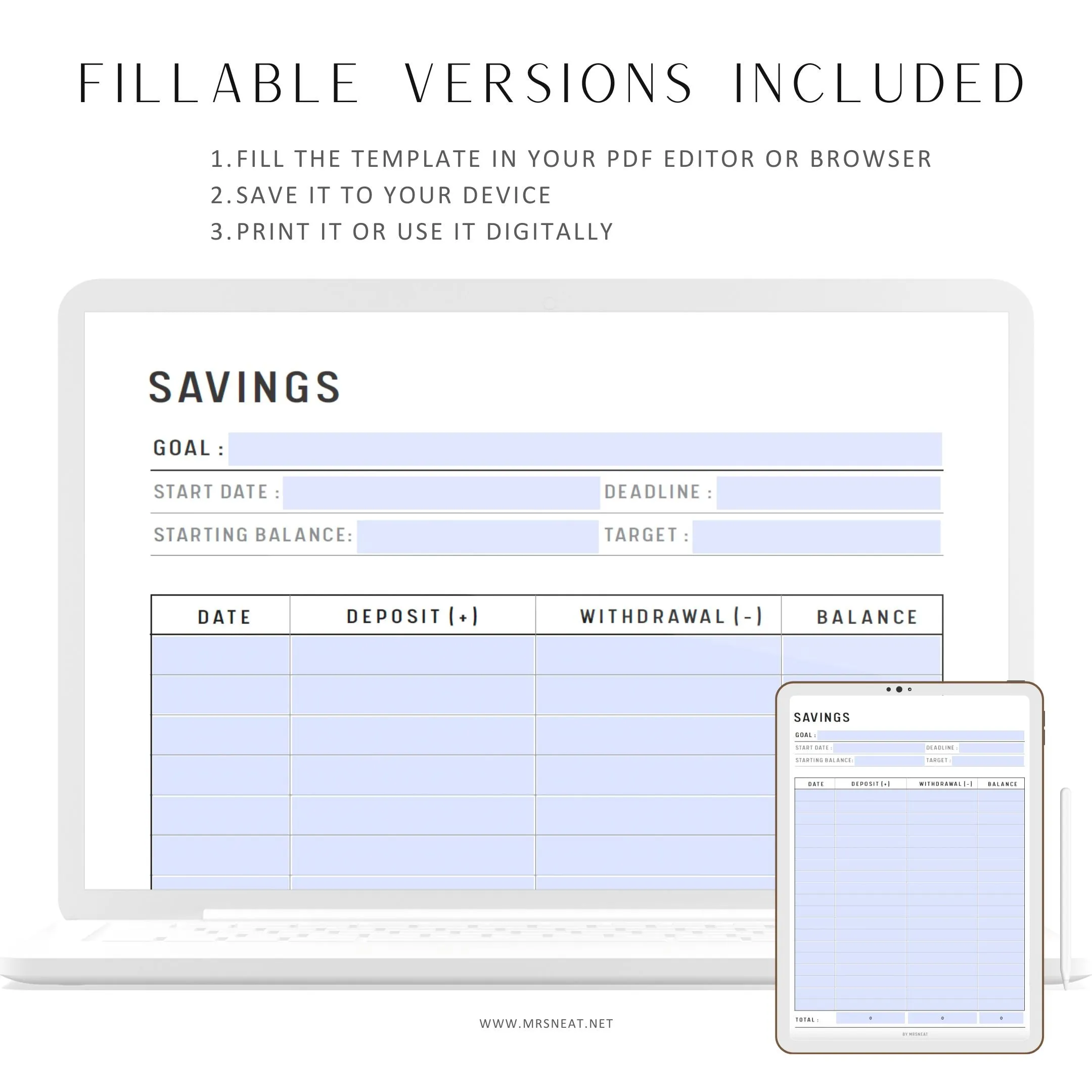 Savings Tracker Template Printable - M068