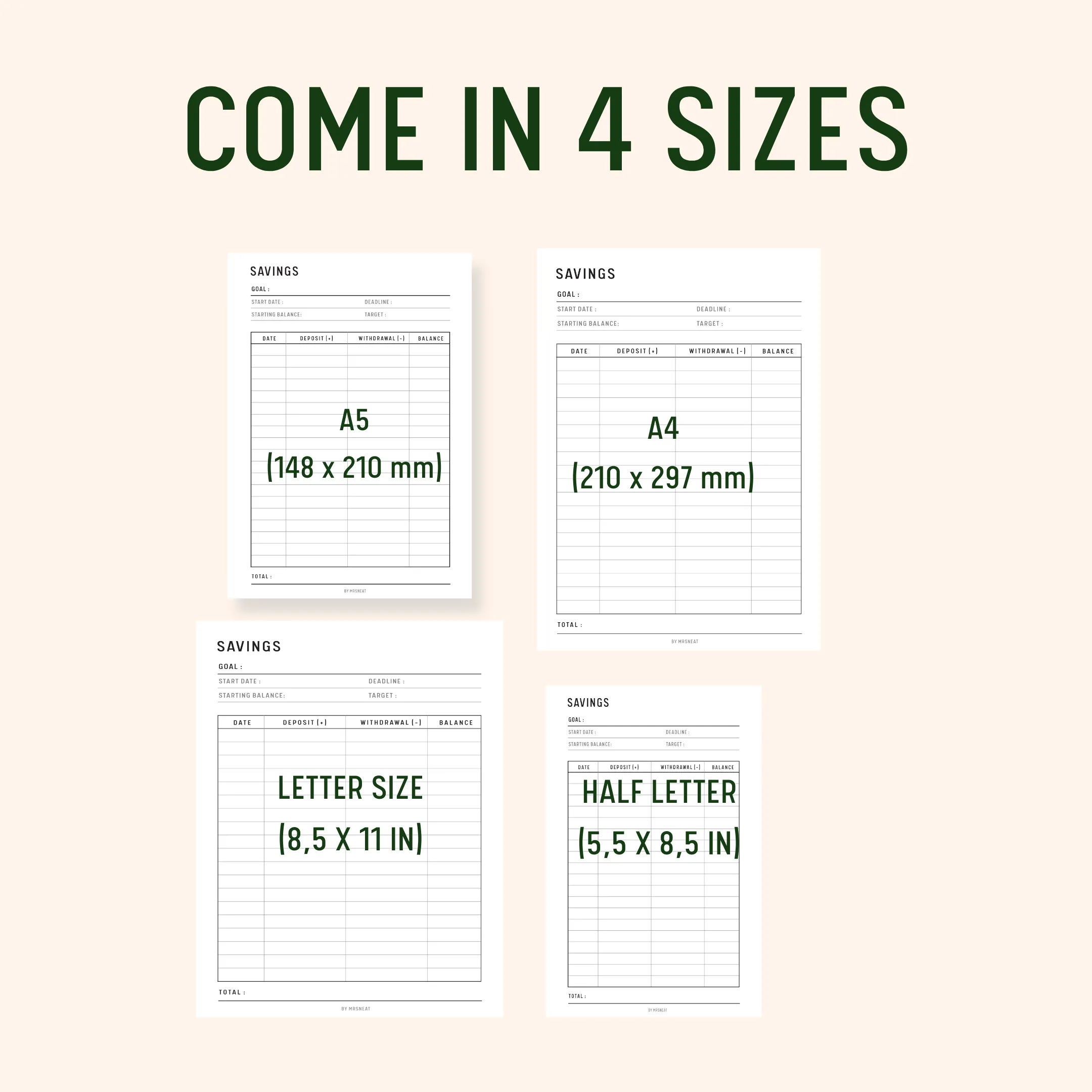 Savings Tracker Template Printable - M068