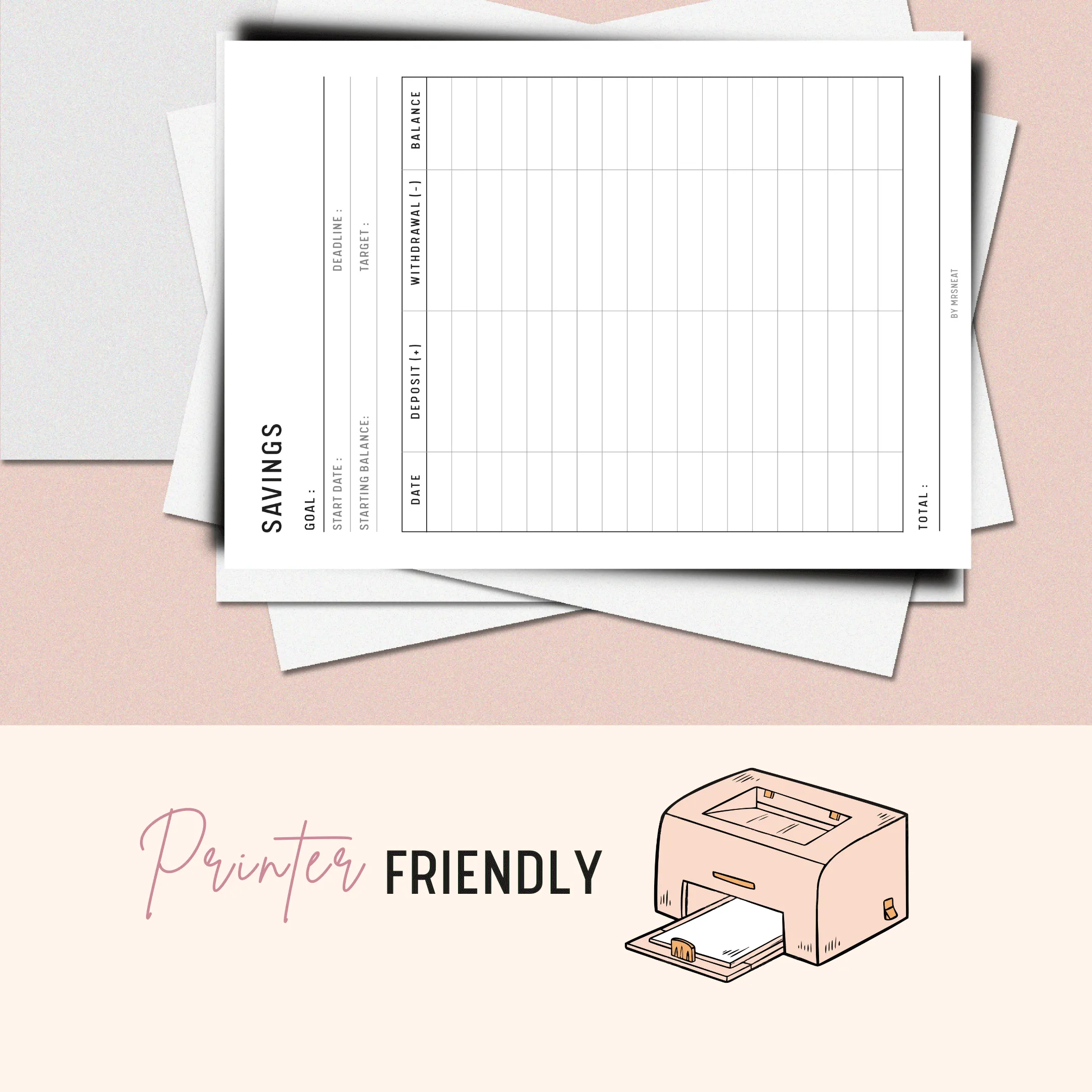 Savings Tracker Template Printable - M068