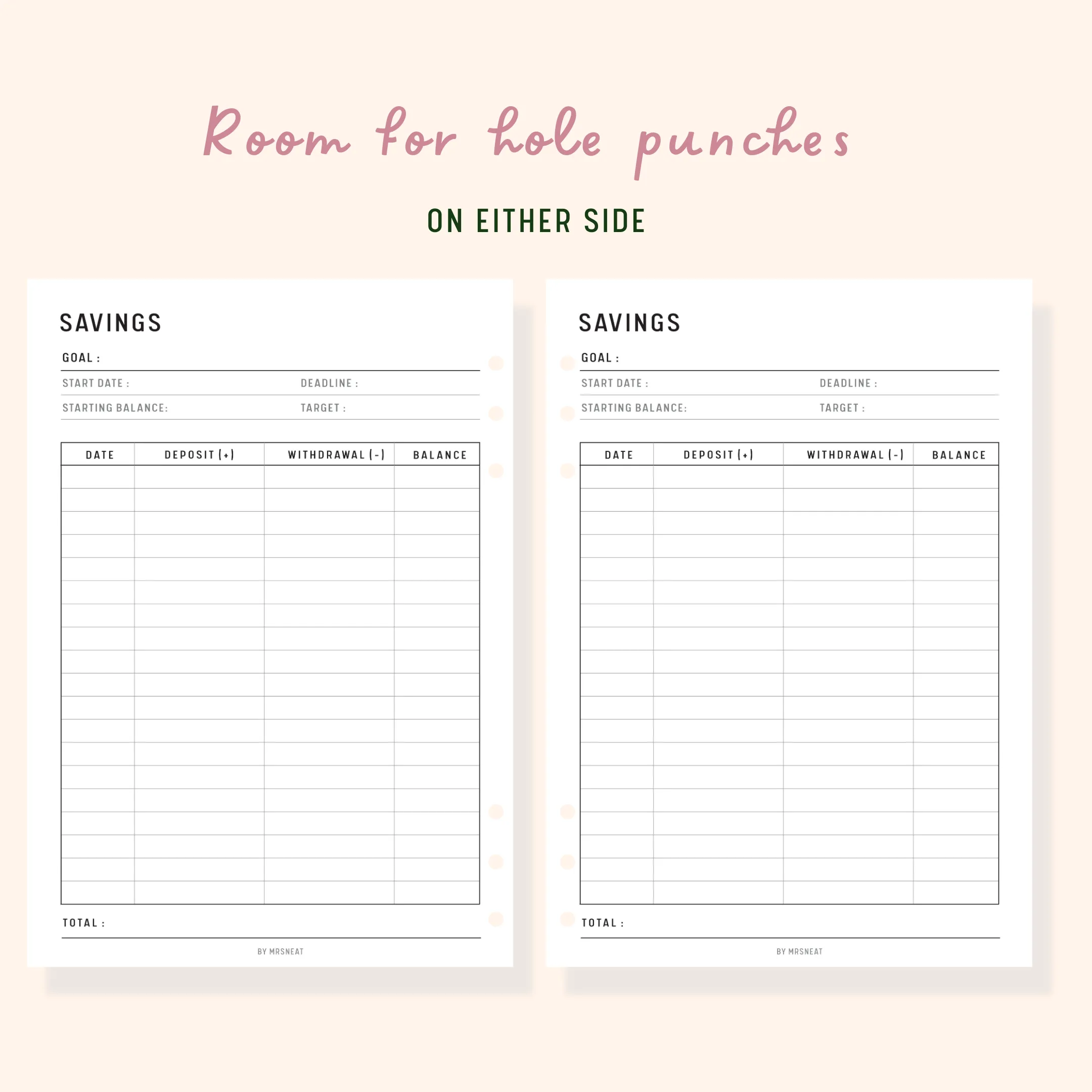 Savings Tracker Template Printable - M068