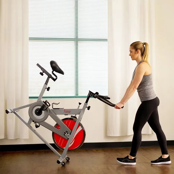 Silver Exercise Bike Chain Drive Indoor Cycling Trainer