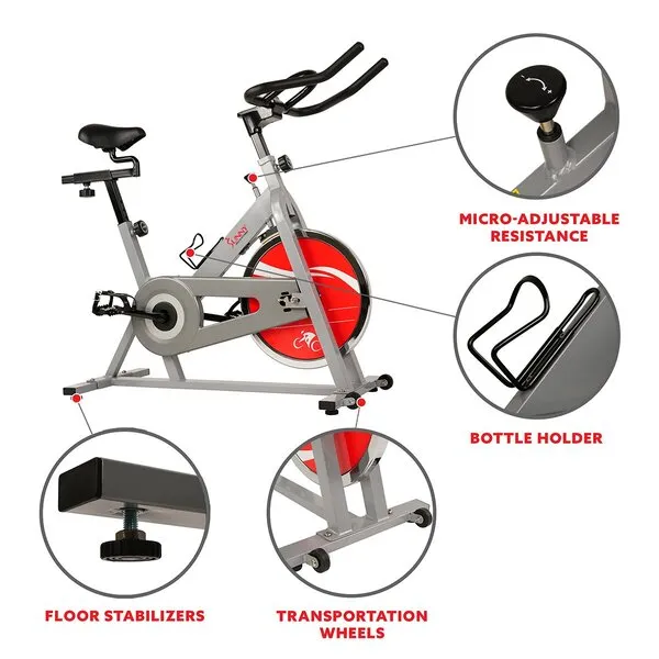 Silver Exercise Bike Chain Drive Indoor Cycling Trainer