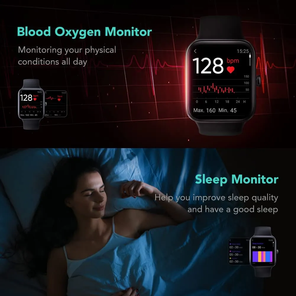 SKG Smart Watch Fitness Tracker with 5ATM Swimming Waterproof