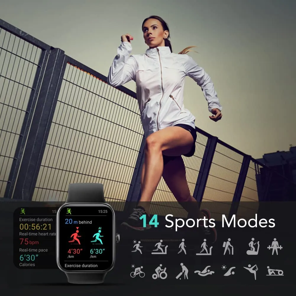 SKG Smart Watch Fitness Tracker with 5ATM Swimming Waterproof