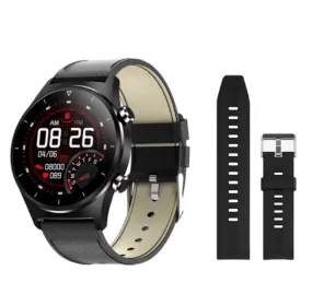 SMARTOBY Pro  Men Smartwatch Black  Leather & Black Silicone