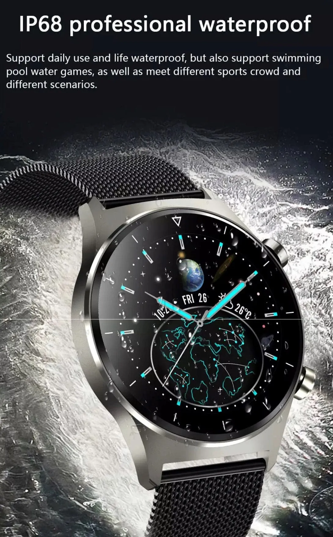 SMARTOBY Pro  Men Smartwatch Black Steel & Black  Silicon