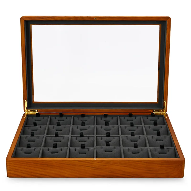 Solid Wood Jewelry Storage Case With Transparent Lid X039